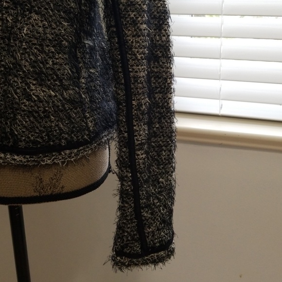 LINDEX open front fuzzy black white blazer - Picture 5 of 8